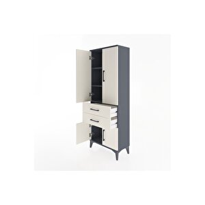 Arges Dolap 3 Raflı 2 Çekmeceli 4 Kapaklı 60x30x163 Antrasit-aytaşı