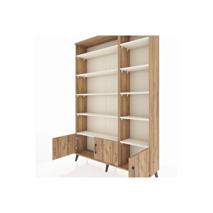 Arges Dolap 10 Raflı 3 Kapaklı 132x30x195 Çam-çam/aytaşı