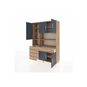 Hyperion Dolap 9 Raflı 5 Çekmeceli 5 Kapaklı 132x44x195 Çam-antrasit/çam