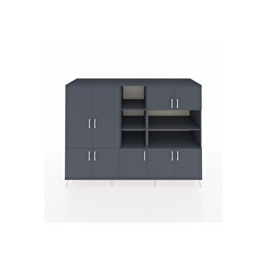 Kronos Dolap 14 Raflı 9 Kapaklı 220x59x163 Antrasit-antrasit