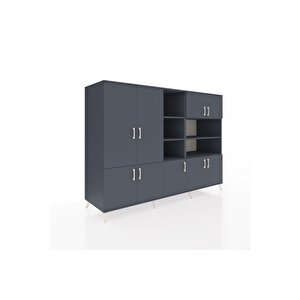 Kronos Dolap 14 Raflı 9 Kapaklı 220x59x163 Antrasit-antrasit