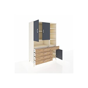 Kronos Dolap 8 Raflı 5 Çekmeceli 3 Kapaklı 132x59x195 Aytaşı-antrasit/çam