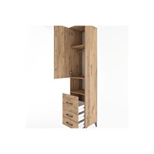 Hyperion Dolap 3 Raflı 3 Çekmeceli Tek Askılı 44x44x221 Çam-çam