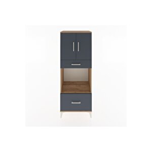 Hyperion Dolap 2 Raflı 2 Çekmeceli 2 Kapaklı 60x44x163 Çam-antrasit