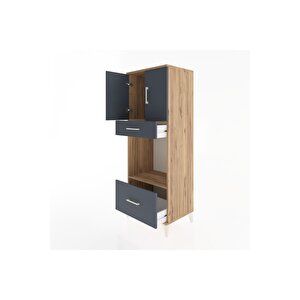 Hyperion Dolap 2 Raflı 2 Çekmeceli 2 Kapaklı 60x44x163 Çam-antrasit