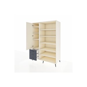 Kronos Dolap 9 Raflı 3 Çekmeceli 3 Kapaklı 132x59x195 Aytaşı-aytaşı/antrasit