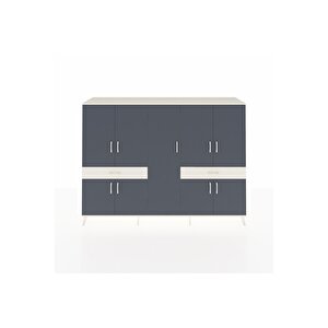Hyperion Dolap 12 Raflı 2 Çekmeceli 8 Kapaklı 220x44x163 Aytaşı-antrasit/aytaşı