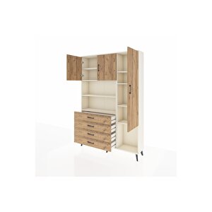 Arges Gardrop 8 Raflı 4 Çekmeceli 3 Kapaklı 132x30x195 Aytaşı-çam