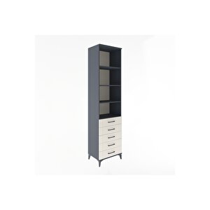 Hyperion Dolap 4 Raflı 5 Çekmeceli 60x44x243 Antrasit-aytaşı