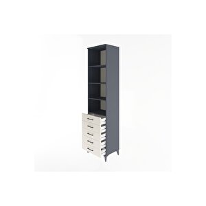 Hyperion Dolap 4 Raflı 5 Çekmeceli 60x44x243 Antrasit-aytaşı