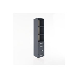 Hyperion Dolap 3 Raflı 4 Çekmeceli 44x44x221 Antrasit-antrasit