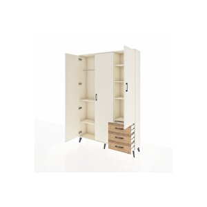 Arges Dolap 6 Raflı 3 Çekmeceli Tek Askılı 132x30x195 Aytaşı-aytaşı/çam