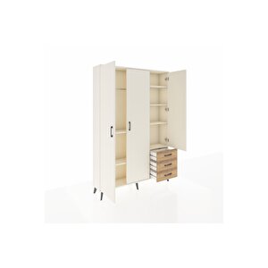 Arges Dolap 6 Raflı 3 Çekmeceli Tek Askılı 132x30x195 Aytaşı-aytaşı/çam