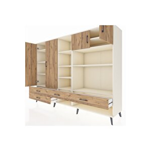 Hyperion Dolap 12 Raflı 4 Çekmeceli 4 Kapaklı 220x44x163 Aytaşı-çam