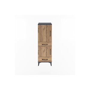 Arges Dolap 3 Raflı 2 Çekmeceli 2 Kapaklı 44x30x134 Antrasit-çam