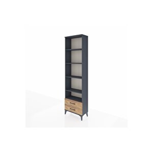 Arges Dolap 5 Raflı 2 Çekmeceli 60x30x221 Antrasit-çam