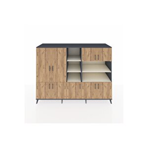 Kronos Dolap 14 Raflı 9 Kapaklı 220x59x163 Antrasit-çam/aytaşı