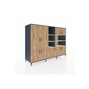 Kronos Dolap 14 Raflı 9 Kapaklı 220x59x163 Antrasit-çam/aytaşı