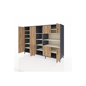 Kronos Dolap 14 Raflı 9 Kapaklı 220x59x163 Antrasit-çam/aytaşı