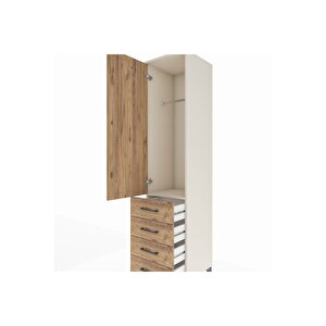 Hyperion Dolap Tek Raflı 4 Çekmeceli Tek Askılı 44x44x195 Aytaşı-çam