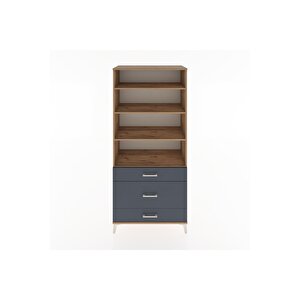 Hyperion Dolap 4 Raflı 3 Çekmeceli 88x44x195 Çam-antrasit