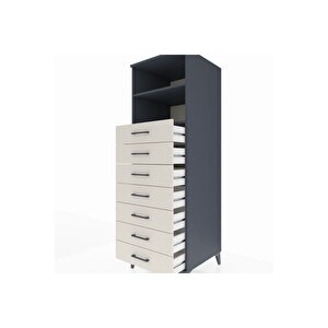 Kronos Dolap 2 Raflı 7 Çekmeceli 60x59x182 Antrasit-aytaşı