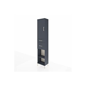 Arges Dolap 4 Raflı 2 Çekmeceli Tek Kapaklı 44x30x221 Antrasit-antrasit