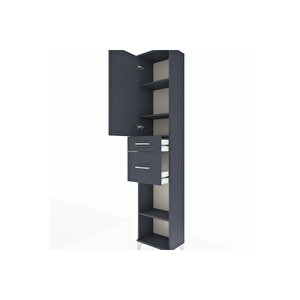 Arges Dolap 4 Raflı 2 Çekmeceli Tek Kapaklı 44x30x221 Antrasit-antrasit