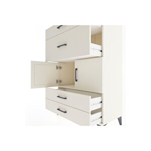 Hyperion Dolap Tek Raflı 4 Çekmeceli 2 Kapaklı 88x44x134 Aytaşı-aytaşı