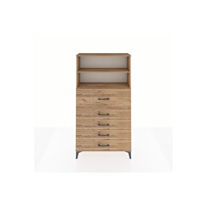 Arges Dolap 2 Raflı 5 Çekmeceli 88x30x163 Çam-çam