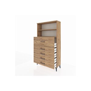 Arges Dolap 2 Raflı 5 Çekmeceli 88x30x163 Çam-çam