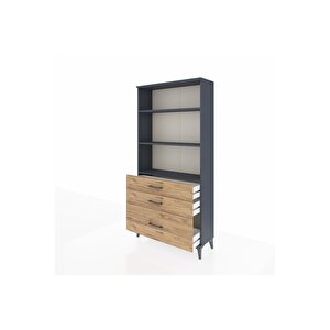 Arges Dolap 3 Raflı 3 Çekmeceli 88x30x182 Antrasit-çam