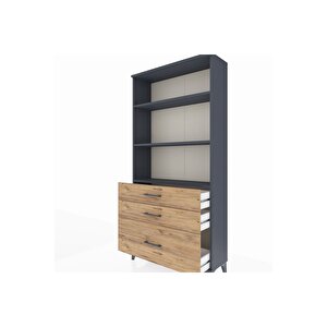 Arges Dolap 3 Raflı 3 Çekmeceli 88x30x182 Antrasit-çam