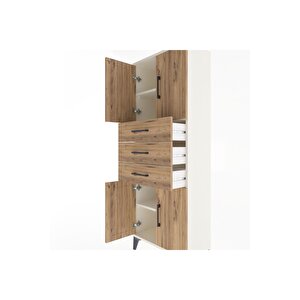Arges Dolap 3 Raflı 3 Çekmeceli 4 Kapaklı 60x30x163 Aytaşı-çam