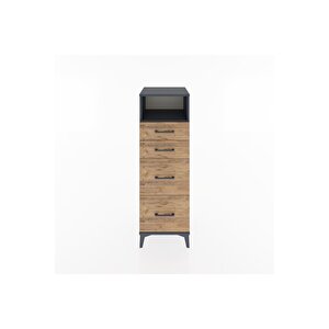 Hyperion Dolap Tek Raflı 4 Çekmeceli 44x44x134 Antrasit-çam