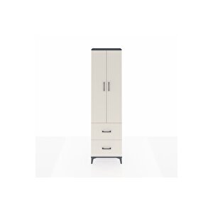 Arges Dolap 2 Raflı 2 Çekmeceli Tek Askılı 60x30x221 Antrasit-aytaşı