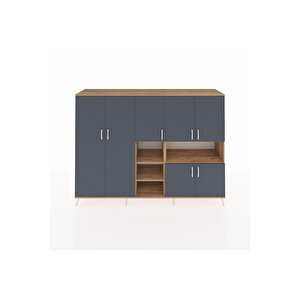 Hyperion Dolap 13 Raflı 7 Kapaklı 220x44x163 Çam-antrasit/çam