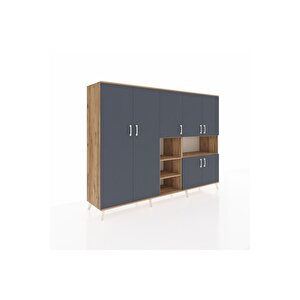 Hyperion Dolap 13 Raflı 7 Kapaklı 220x44x163 Çam-antrasit/çam