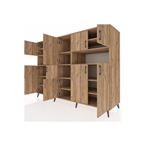 Kronos Dolap 14 Raflı 10 Kapaklı 220x59x163 Çam-çam