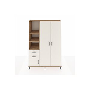 Kronos Dolap 5 Raflı 2 Çekmeceli Tek Askılı 132x59x195 Çam-aytaşı/aytaşı