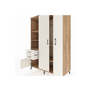 Kronos Dolap 5 Raflı 2 Çekmeceli Tek Askılı 132x59x195 Çam-aytaşı/aytaşı