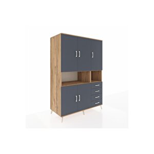 Kronos Dolap 7 Raflı 4 Çekmeceli 5 Kapaklı 132x59x195 Çam-antrasit/antrasit