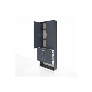 Arges Dolap 3 Raflı 3 Çekmeceli 2 Kapaklı 88x30x243 Antrasit-antrasit