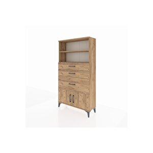 Arges Dolap 2 Raflı 3 Çekmeceli 2 Kapaklı 88x30x163 Çam-çam