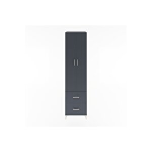 Hyperion Dolap 5 Raflı 2 Çekmeceli 2 Kapaklı 60x44x243 Antrasit-antrasit