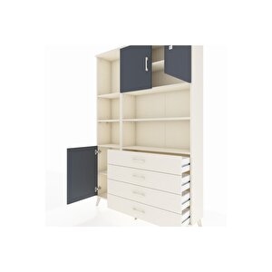 Arges Dolap 8 Raflı 4 Çekmeceli 3 Kapaklı 132x30x195 Aytaşı-antrasit/aytaşı