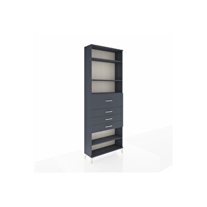 Arges Dolap 4 Raflı 4 Çekmeceli 88x30x243 Antrasit-antrasit