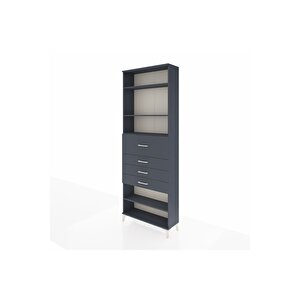 Arges Dolap 4 Raflı 4 Çekmeceli 88x30x243 Antrasit-antrasit
