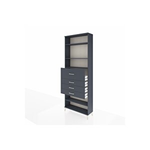 Arges Dolap 4 Raflı 4 Çekmeceli 88x30x243 Antrasit-antrasit