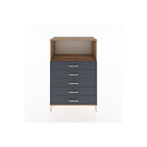 Hyperion Dolap Tek Raflı 4 Çekmeceli 88x44x134 Çam-antrasit